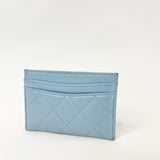 CHANEL CLASSIC CARD CASE IN IRIDESCENT BABY BLUE LMSKN LEA W GHW