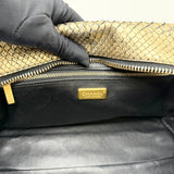 CHANEL IRRIDESCENT GOLD PYTHON & BLK CALF LEA BOWLER BAG