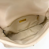 CHANEL LARGE 19 IN CREAM LAMBSKIN LEA & TRI TONE HW