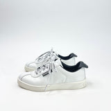 CHANEL WHITE LEATHER LOGO LACE SNEAKERS sz 34