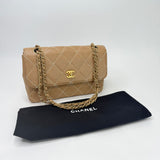 CHANEL WILD STITCH FLAP BAG IN BEIGE CALFSKIN LEA & BRUSHED GHW
