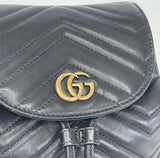 GUCCI GG MARMONT BLK LEATHER MINI BACKPACK
