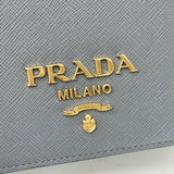 PRADA GRAY SAFFIANO LEA MINI SHOULDER BAG / CROSSBODY