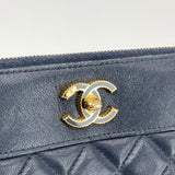 PRE LOVED CHANEL MADEMOISELLE NAVY LEA & GHW O CASE/ CLUTCH