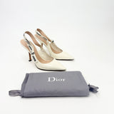 CHRISTIAN DIOR JADIOR SLING BACK CRM PATENT PUMPS