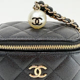 CHANEL MINI SQUARE VANITY PEARL TOP HANDLE IN BLK CAVIAR LEA & LIGHT GHW