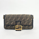 FENDI BRN FF JACQUARD LARGE BAGUETTE