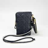 DIOR CARO POUCH IN CANNAGE BLK LEA & GHW