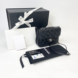 CHANEL SQUARE FLAP BAG IN BLK CAVIAR LEA & SHW