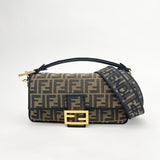 FENDI BRN FF JACQUARD LARGE BAGUETTE