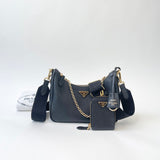 PRADA RE EDITION 2005 CROSSBODY IN BLK SAFFIANO LEA & GHW