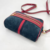 GUCCI OPHIDIA MINI CROSSBODY IN NAVY SUEDE