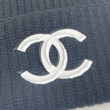 CHANEL BLK / WHT WOOL & CASHMERE BEANIE HAT