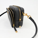 CHRISTIAN DIOR CARO DOUBLE POUCH CAMERA CROSSBODY IN BLK GRAINED CLFSKN & GHW - BLuxe Boutique