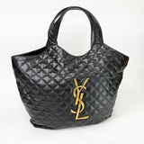 SAINT LAURENT ICARE MAXI IN BLK LMBSKIN LEA + POUCH