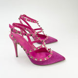 VALENTINO ROCKSTUD PINK ACCENTS PUMPS sz 38.5