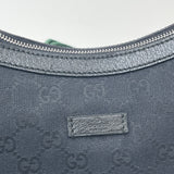 GUCCI BLK CANVAS & WEB STRAP SADDLE CROSSBODY 