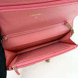 CHANEL REISSUE WOC IN PINK LAMB CRINKLE LEA & BRUSHED GHW