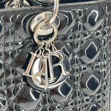 CHRISTIAN DIOR LADY DIOR LARGE IN BLK PAT LEA & SHW