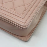 CHANEL LARGE BOY IN LT PINK QUILTED LAMBSKIN & RUTHENIUM HW