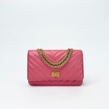CHANEL REISSUE WOC IN PINK LAMB CRINKLE LEA & BRUSHED GHW