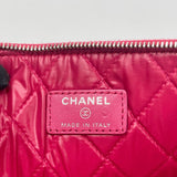 CHANEL RASPBERRY PATENT LEATHER LARGE O CASE/ CLUTCH
