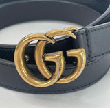 GUCCI GG MARMONT BLK LEATHER BELT
