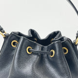 PRADA DUET TOP HANDLE BUCKET BAG IN BLK CALFSKIN LEA & GHW