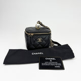 CHANEL MINI SQUARE VANITY PEARL TOP HANDLE IN BLK CAVIAR LEA & LIGHT GHW
