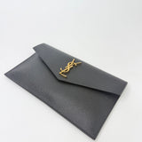 SAINT LAURENT UPTOWN POUCH IN BLK GRAIN DE POUDRE LEA