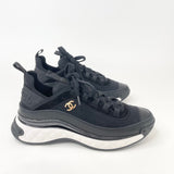 CHANEL BLK VELVET & NYLON SNEAKERS sz 38.5