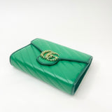 GUCCI MARMONT TORCHON GRN LEATHER CHAIN WALLET