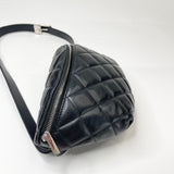 CHANEL BLK QUILTED LMSKIN W SHW BUM/BELT BAG