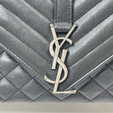 SAINT LAURENT YSL TRIQUILT ENVELOPE CROSSBODY IN BLK GOATSKIN LEA & RHW