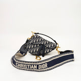 CHRISTIAN DIOR BLUE OBLIQUE JACQUARD MINI SADDLE + GUITAR STRAP - BLuxe Boutique