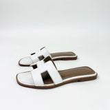 HERMES ORAN BLANC ( WHT ) BOX CALF LEA SANDALS sz 35
