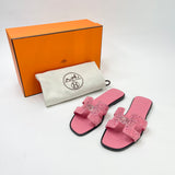 HERMES ORAN PINK SUEDE CRYSTAL STUDDED SANDALS sz 38