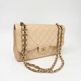 CHANEL 19S IRRIDESCENT BEIGE CAVIAR LEATHER WITH GHW CLASSIC JUMBO DOUBLE FLAP BAG - BLuxe Boutique