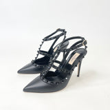VALENTINO ROCKSTUD NOIR/BLK MATTE LEA PUMPS sz 39