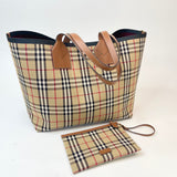 BURBERRY LRG BRIAR CHECK LONDON TOTE + ZIP POUCH