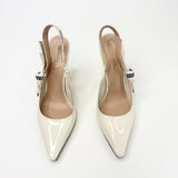 CHRISTIAN DIOR JADIOR SLING BACK CRM PATENT PUMPS