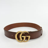 GUCCI GG  MARMONT BRN DISTRESSED LEATHER BELT