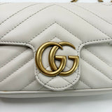 GUCCI MARMONT SUPER MINI IN WHT LEA & GHW