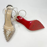 CHRISTIAN LOUBOUTIN SPIKOO PVC GOLD SPIKE PUMPS sz 39