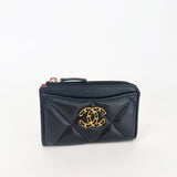 CHANEL 19 ZIP WALLET & CARDHOLDER IN BLK LAMBSKIN LEA & GHW