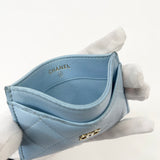 CHANEL CLASSIC CARD CASE IN IRIDESCENT BABY BLUE LMSKN LEA W GHW