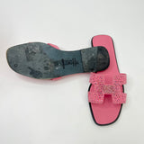 HERMES ORAN PINK SUEDE CRYSTAL STUDDED SANDALS sz 38