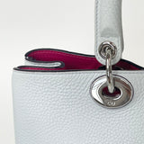 CHRISTIAN DIOR DIORISSIMO MEDIUM TOTE BAG + ZIP WRISTLET POUCH IN LT BLUE & FUCSHIA PEBBLED LEA & SHW