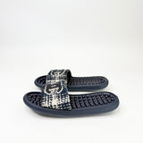 CHANEL NAVY TWEED & RUBBER SLIDES sz 39