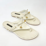 LOUIS VUITTON DICE WHT LEA SANDALS sz 37